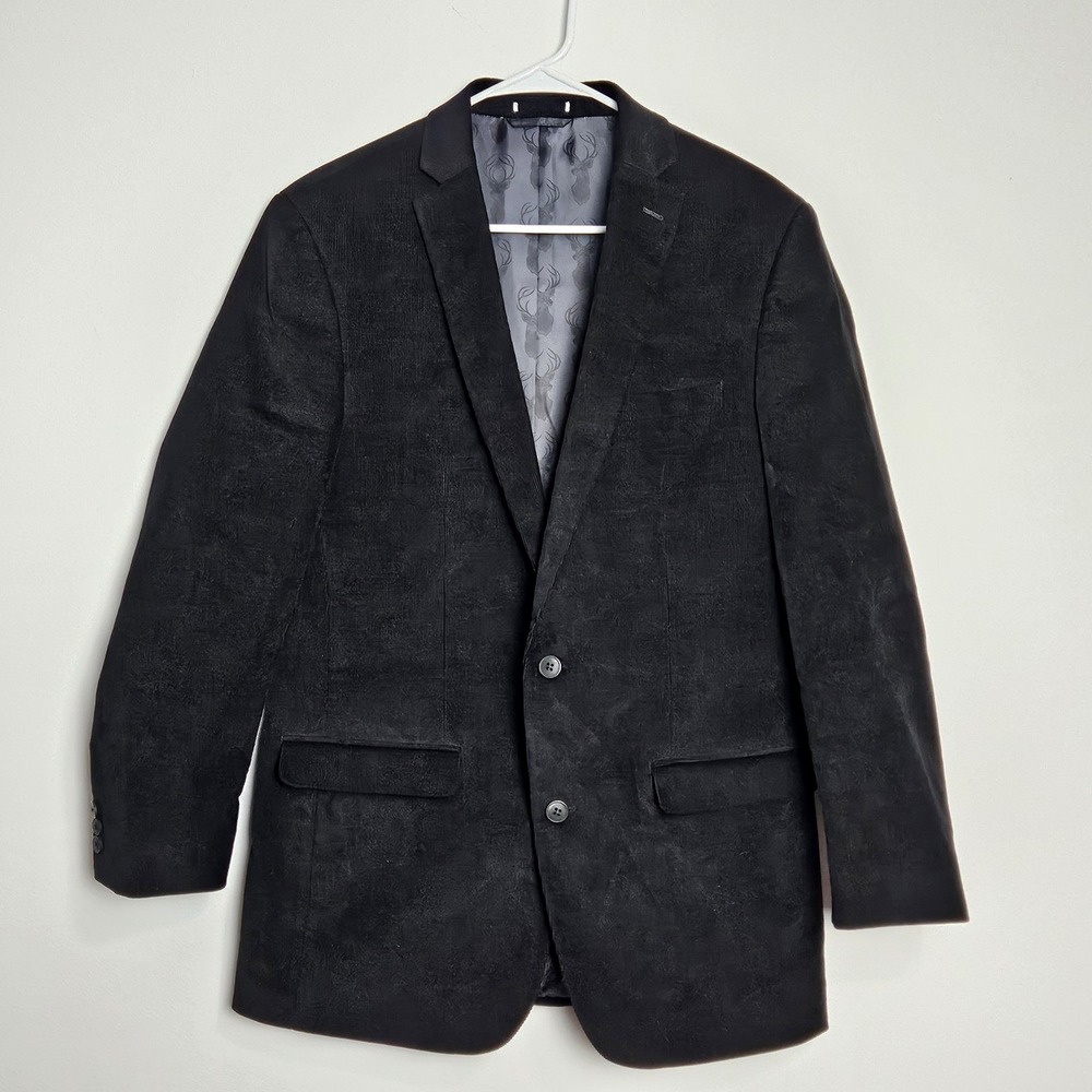 Bar III Mens Corduroy Blazer Sz 40 Long Slim Fit 2 Button Jacket‎ Coat Black
